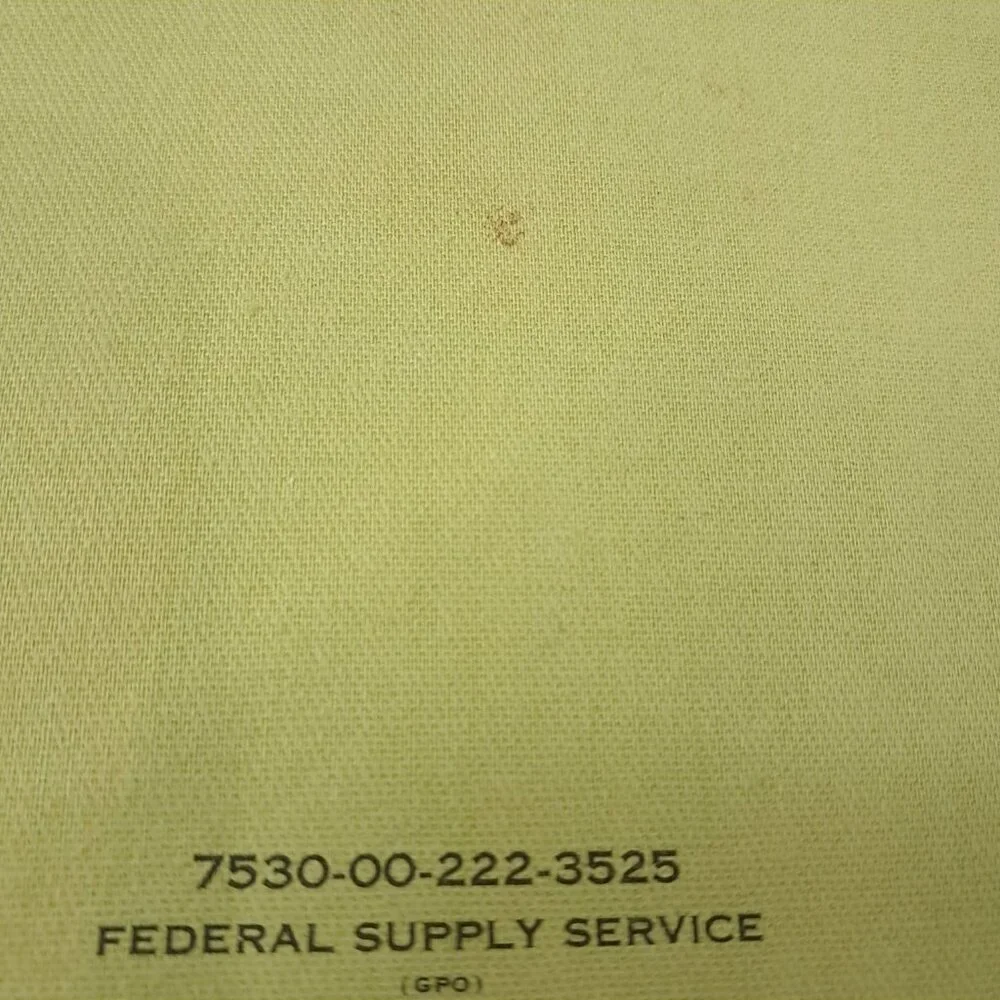 Vintage Federal Supply‎ Service RECORD Log Memorandum Book green notebook lined